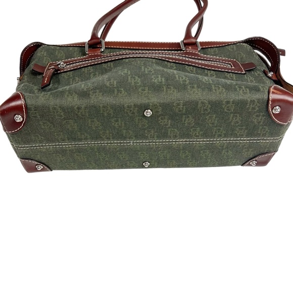 DOONEY & BOURKE Green logo fabric with Brown leather trims Satchel Bag - Picture 15 of 15